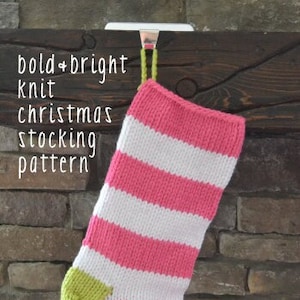 bold&bright knit christmas stocking pattern: EASY