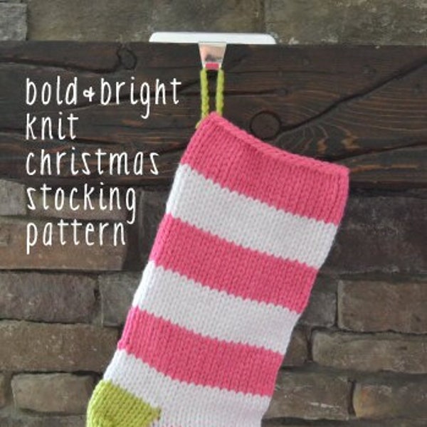 bold&bright knit christmas stocking pattern: EASY