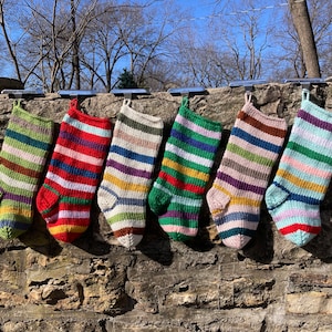 knit christmas stocking:  RAINBOW STRIPES