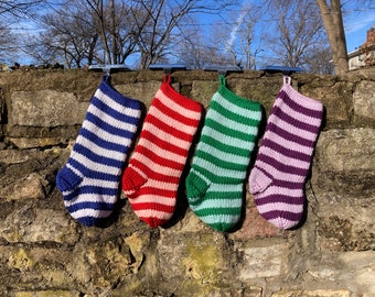 knit christmas stocking:  BRIGHT STRIPES