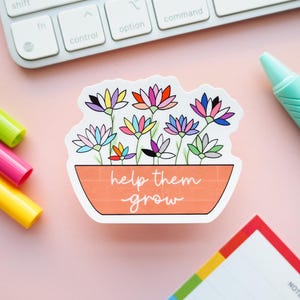 Ally Help Them Grow Safe Space bloemensticker | Subtiele Ally Pride-vlagbloem | LGBTQIA subtiele Pride Safe Space-sticker | Closet Safe Pride