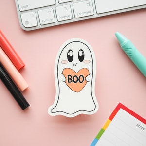 Kawaii Cute Ghost Boo Boi Glow in the Dark Sticker Kawaii Pastel Halloween Omg It Said Boo So Spoopy Halloween Kawaii Ghost Sticker image 1