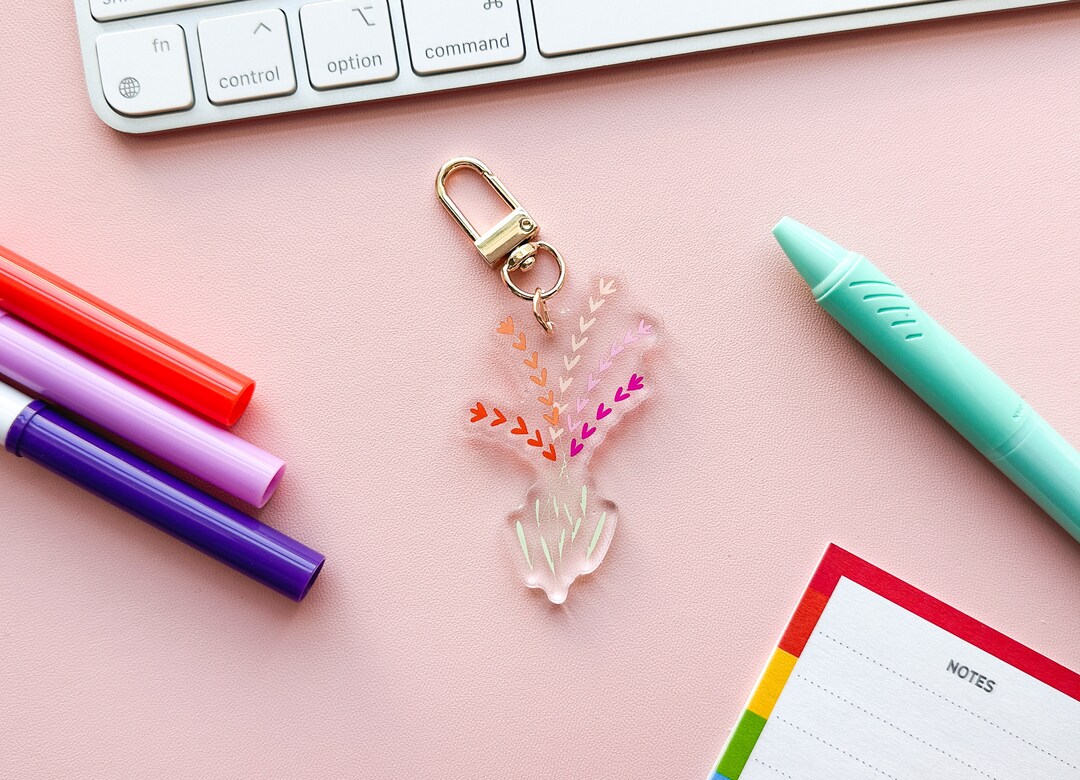 Lesbian Subtle Pride Flag Floral Keychain LGBTQIA Charm - Etsy