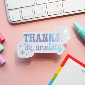 Merci ! C'est l'anxiété scintillante Neurospicy Sticker | S'amuser avec l'anxiété et la santé mentale | Sticker neurodivergent anxieux brillant + étoilé