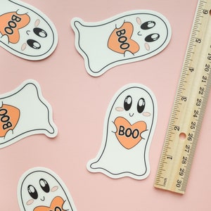 Kawaii Cute Ghost Boo Boi Glow in the Dark Sticker Kawaii Pastel Halloween Omg It Said Boo So Spoopy Halloween Kawaii Ghost Sticker image 2