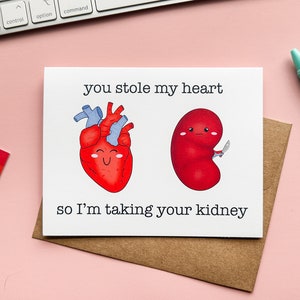 True Crime Love Funny Notecard Anniversary Greeting Card Anatomically Correct Heart Kidney Valentines Day Card image 1