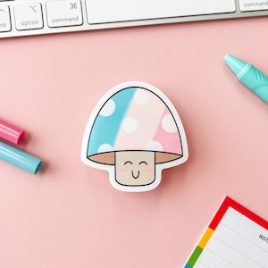 Adesivo fungo bandiera Trans Pride / sottile e carino fungo bandiera Trans Pride / adesivo bandiera LGBTQIA Kawaii Pride / armadio sicuro orgoglio