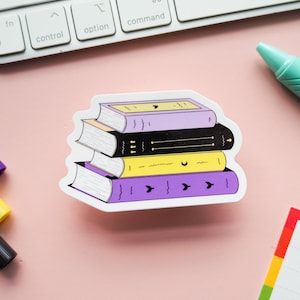Pegatinas para apilar libros con la bandera del orgullo no binario / Libros con la bandera del orgullo sutil de NB / Pegatinas con la bandera del orgullo LGBTQIA / Amante de los libros queer / Orgullo seguro para el armario
