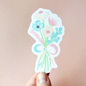 Trans Pride Flag Floral Bouquet Sticker Subtle Trans Pride Flag Flower Bouquet LGBTQIA Subtle Pride Flag Sticker image 3