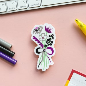 floral drapeau de fierté asexuée | Bouquet de fleurs drapeau de la fierté demi-sexuelle asexuée subtile | drapeau de la fierté LGBTQIA | Fierté du placard