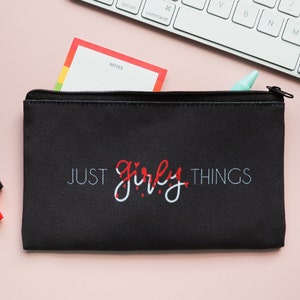 Just Girly Things Canvas Pouch Feminist Angry Gal No One Reads These Titles People with Uteruses Pouch Pencil Pouch Makeup Bag image 1