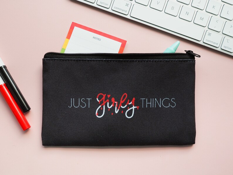 Just Girly Things Canvas Pouch Feminist Angry Gal No One Reads These Titles People with Uteruses Pouch Pencil Pouch Makeup Bag image 1