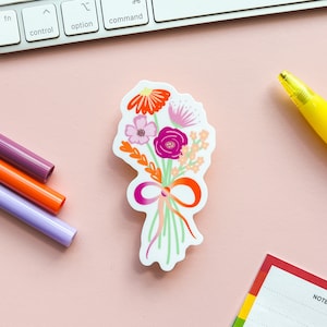bouquet floral de drapeau de fierté lesbienne | Fleurs drapeau Fierté lesbienne subtile | LGBTQIA drapeau de fierté subtile Sticker | Fierté du placard