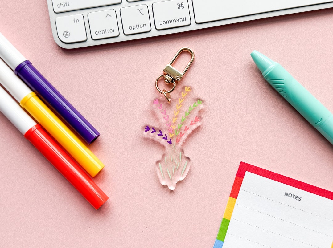Sapphic Pride Flag Floral Acrylic Keychain Charm | Subtle WLW Sapphic ...