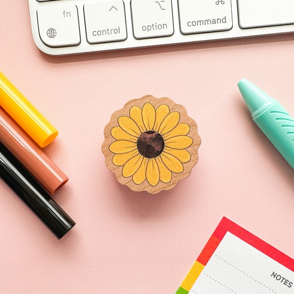 Sunflower Invisible Disabilities Floral Wood Pin | Mental Health Disability Pin | Hidden Disabilities Pin Floral Wood