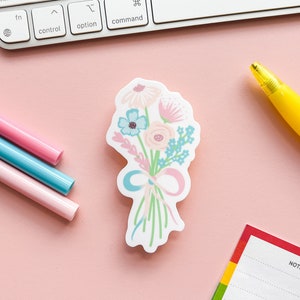 Trans Pride Flag Floral Bouquet Sticker Subtle Trans Pride Flag Flower Bouquet LGBTQIA Subtle Pride Flag Sticker image 1