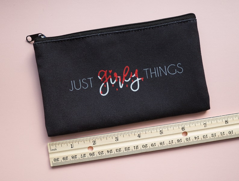 Just Girly Things Canvas Pouch Feminist Angry Gal No One Reads These Titles People with Uteruses Pouch Pencil Pouch Makeup Bag image 2