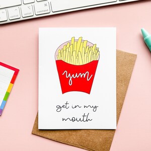 Get In My Mouth Fries Love Notecard / Tarjeta de felicitación de aniversario / Love a Hidden Meaning Woo Super A+ Compre esta IDK / Tarjeta del Día de San Valentín