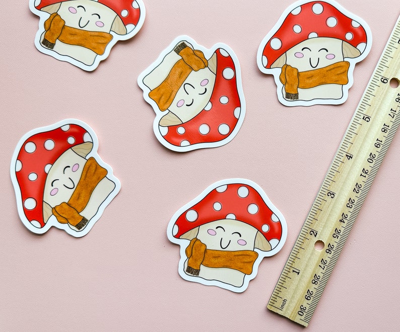 Fall Mushroom Cozy Scarf Sticker Fall Warm Sweater Weather Mushroom No One Reads These Titles Sweet Mushie Fall Boi Sticker image 2