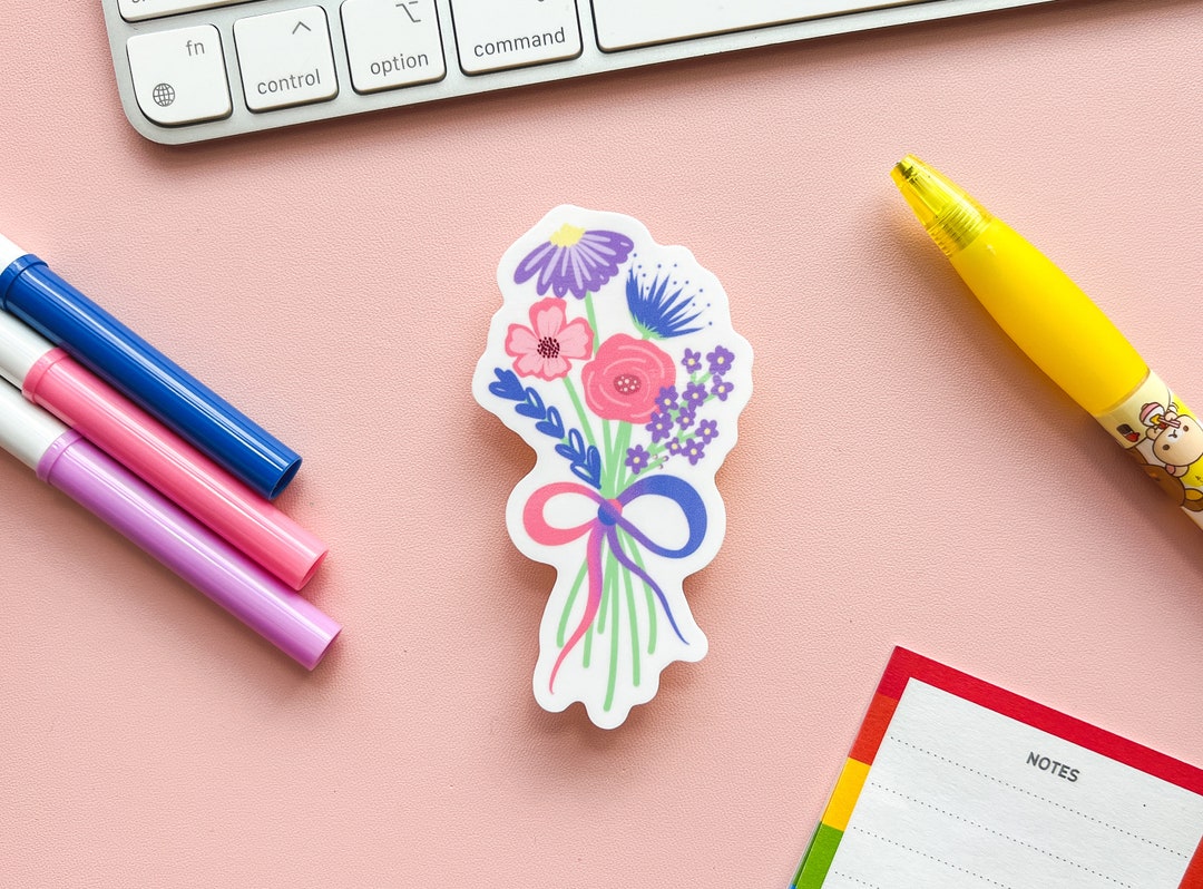 Bi Pride Flag Floral Bouquet Sticker Subtle Bisexual Pride Etsy