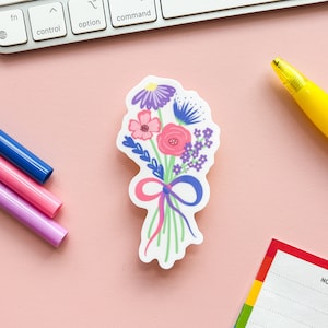bouquet floral de drapeau de fierté bi | bouquet de fleurs drapeau de la fierté bisexuelle subtile | LGBTQIA drapeau de fierté subtile Sticker | Fierté du placard