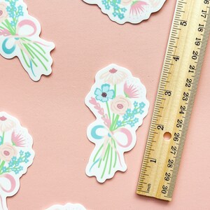 Trans Pride Flag Floral Bouquet Sticker Subtle Trans Pride Flag Flower Bouquet LGBTQIA Subtle Pride Flag Sticker image 2