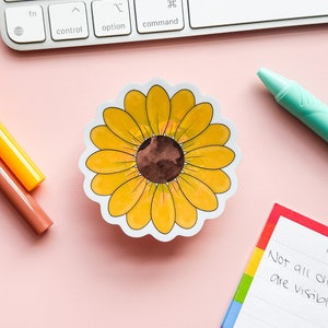 Sonnenblume unsichtbare Behinderungen Blumenaufkleber | Psychische Gesundheit Behinderung Aufkleber | Nicht alle Behinderungen sind sichtbar Aufkleber | Neurospikant