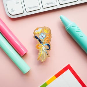 AroAce Pride Flag Floral Bouquet Wood Pin | Subtle Aromantic Asexual Pride Flower Bouquet | LGBTQIA Aro Ace Subtle Pin | Closet Safe Pride