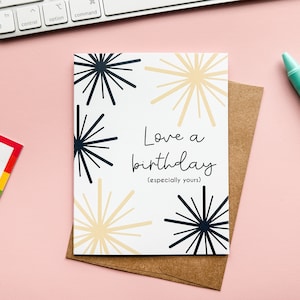 Love a Birthday Lovely Notecard Birthday Celebration Special Greeting Card No One Reads The Titles Simple Minimalist Birthday Card image 1