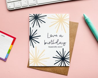 Love a Birthday Lovely Notecard | Birthday Celebration Special Greeting Card | No One Reads The Titles | Simple Minimalist Birthday Card