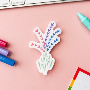 Etiqueta floral de la bandera del orgullo bi / Flor de la bandera del orgullo bisexual sutil / Etiqueta engomada de la bandera del orgullo sutil LGBTQIA / Orgullo seguro del armario