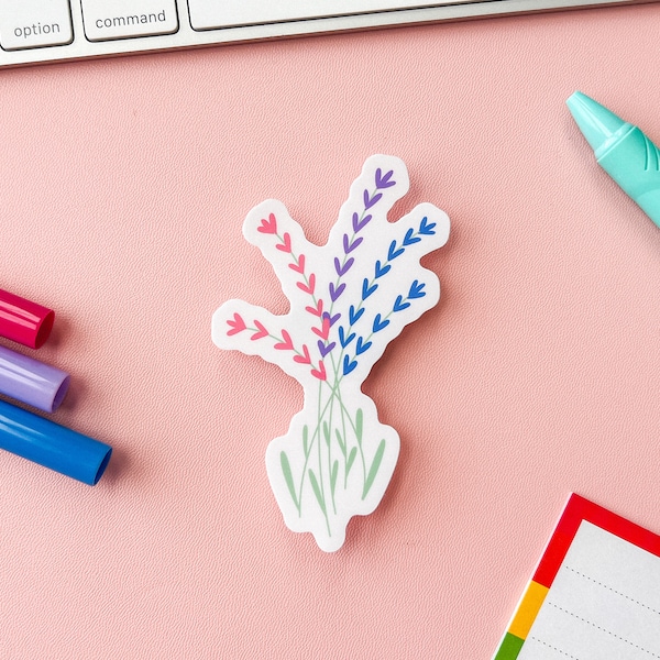 Bi Pride Flag Floral Sticker | Subtle Bisexual Pride Flag Flower | LGBTQIA Subtle Pride Flag Sticker