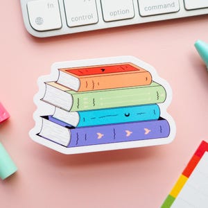 Gay Pride-vlag boek stapelsticker | Subtiele Gay Rainbow Ally Flag-boeken | Sticker vlag LGBTQIA Pride | Queer-boekenliefhebber | Closet Safe Pride