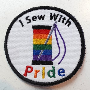 Sew With Pride Patch - Spool of Thread Rainbow Pride Flag