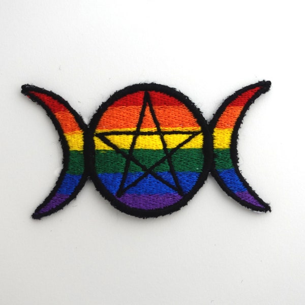 Pride Triple Goddess Rainbow Sew on Patch ricamata