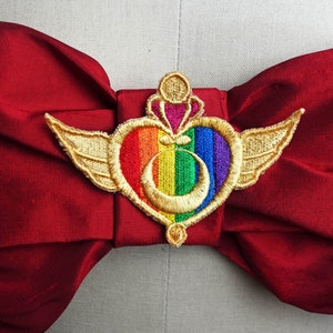 Deluxe Pride Sailor Moon inspired Crisis SuperS Compact Brooch Rainbow Sew on Embroidered Patch