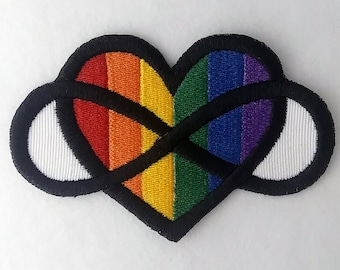 Pride Infinity Heart Rainbow Sew on Embroidered Patch