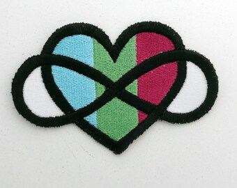 Poly Polysexual Pride Infinity Heart Polyamory Flag Sew on Embroidered Patch