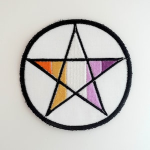 Lesbian Pride Pentacle Sew on Embroidered Patch