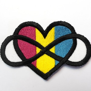 Pansexual Pride Infinity Heart Polyamory Flag Sew on Embroidered Patch