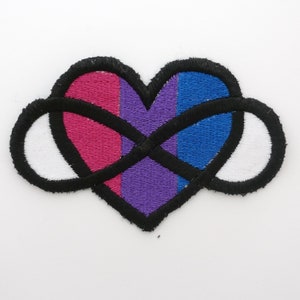 Bi Bisexual Pride Infinity Heart Polyamory Flag Sew on Embroidered Patch