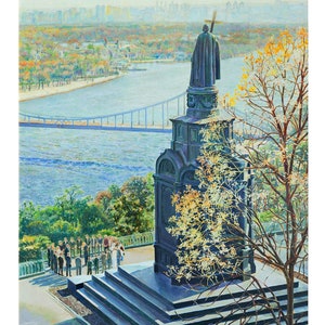 Ukraine Dedication The Statue of Volodymyr the Great Giclee Print on Heavy Archival Art Paper with a 1&quot; white boarder