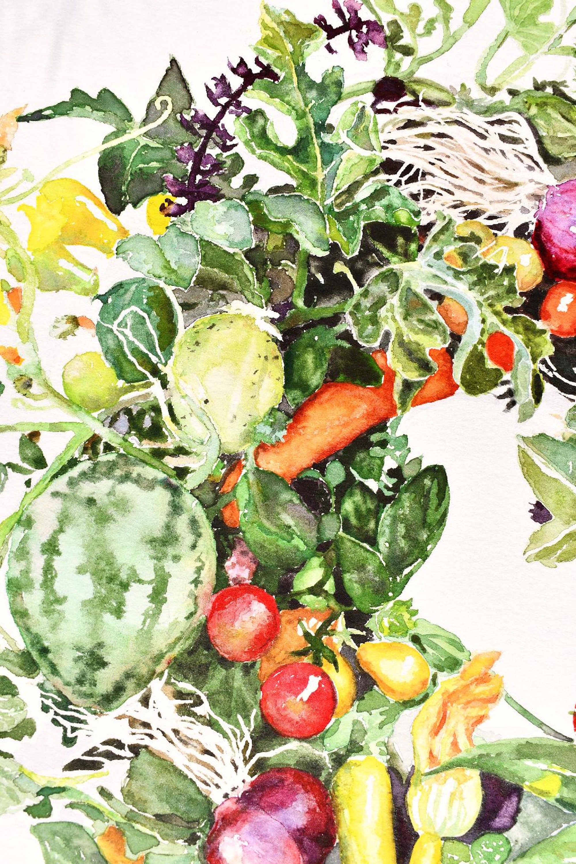 Vegetable Wreath Watercolor Giclee Print on Heavy Archival Art Paper ...