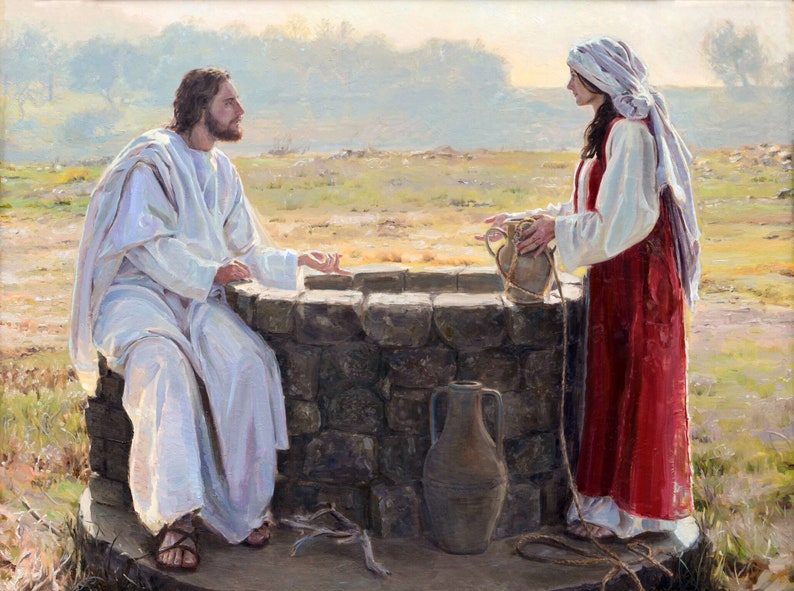 Samaritaine et Jésus autour du puit