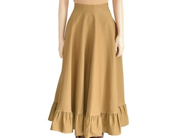 Robert Lighton Khaki Prairie Skirt, Vintage 80s, Size 4