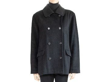 J. Crew Black Wool Peacoat, Vintage 90s, Size Medium