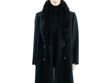 Bromley Collection Black Wool Coat, Vintage 80s, Size 8