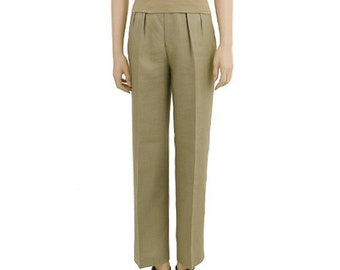 Calvin Klein Olive Green Linen Pants, Vintage 80s, Size 4