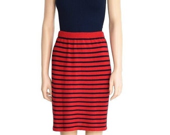 Calvin Klein Red Stripe Cotton Skirt, Vintage 80s, Size M