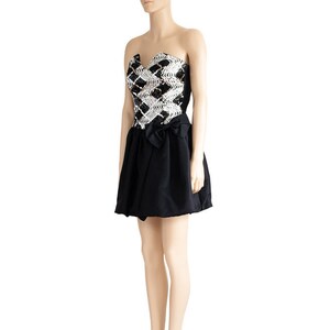 Jessica McClintock Sequin Black Bubble Dress, Vintage 80s, Size 4 image 3